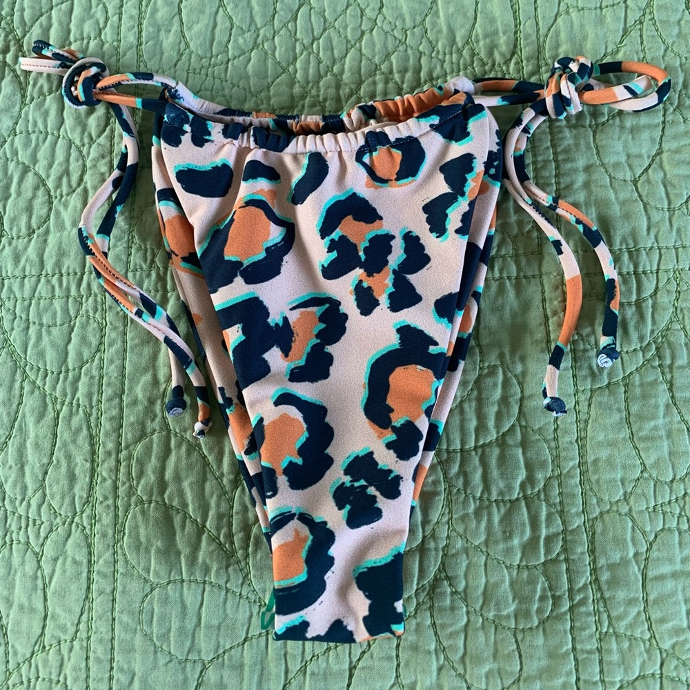 COPY - Skatie Leopard Print Bikini Bottom - Orange and Green
